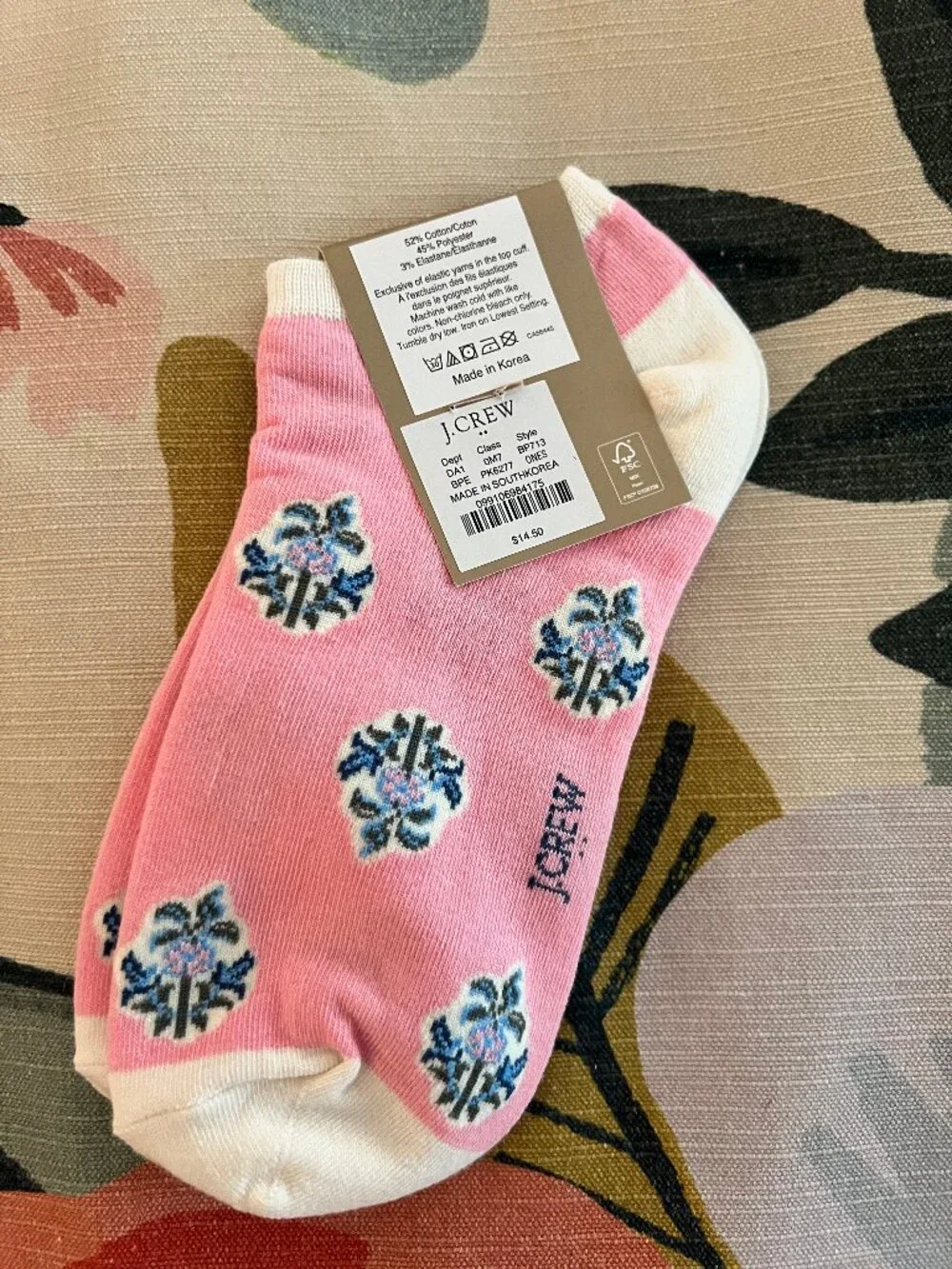 J. Crew Ankle Block Print Socks NWT